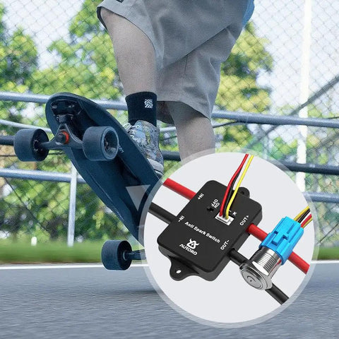 Anti Spark Power Switch 100A 84V DC With XT90 Connector For ESCs And RC Vehicles Beefy High Current Spark Free Protection For LiPo 2S To 20S, 10AWG Wires, S16 Metal Auto Block, Great For Electric Skateboards, RC Cars, Boats And EBikes