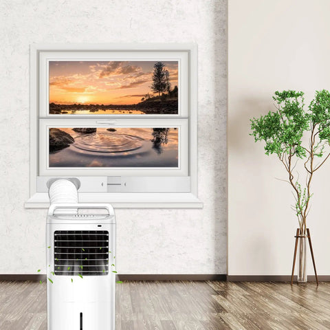 Portable Air Conditioner Window Vent Kit With Adjustable Seal Plates For Sliding Windows Fits 5.1 Inch Exhaust Hose beneath window
