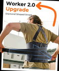 Man wearing Breathable Work Back Brace With Removable Suspenders For Men And Women, Medical Grade Lower Back Support Belt for lifting.