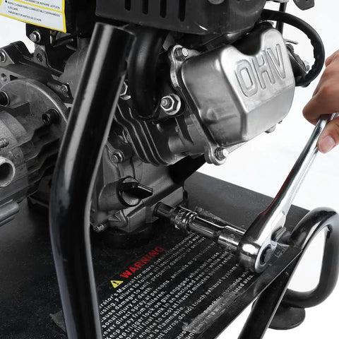 Using Three Eighths Inch Drive Socket Set Forty Seven Piece With Quick Release Ratchet on engine for auto repairs