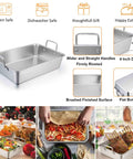Stainless Steel Roasting Pan Set 16 Inch With V Rack And Cooling Rack For Roasting Turkey Lasagna And More Heavy Duty Oven Bakeware