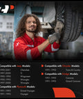 Mechanic working on a vehicle compatible with the Rear Driver And Passenger Drum Brake Wheel Cylinder Set for Jeeps Dodge Chrysler Plymouth SUVs