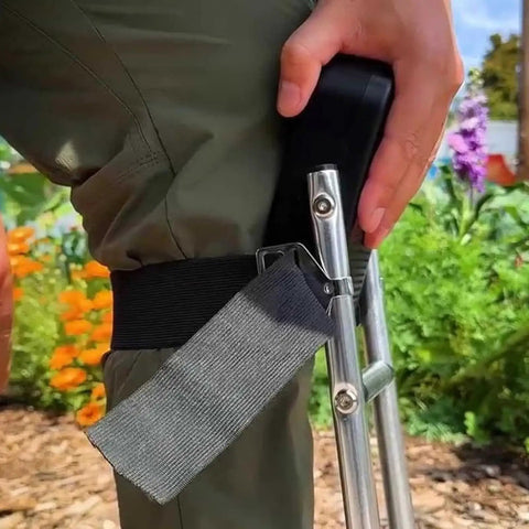Close-up of strap-on leg support of Set Of 2 Knee Seats For Gardening, ergonomic protection for weeding and planting