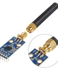 Clutch Drop Cc1101 Wireless Transceiver Module With Durable Sma Antenna, close-up of module and antenna attachment.