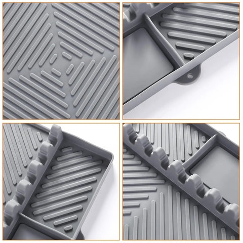 Griddle Mat For Outdoor Grills, Silicone Side Shelf Mat And Drip Pad, 16 By 11.5 Inches, Nonstick Barbecue Caddy For Spatulas, Gray