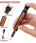 58 In 1 Magnetic Precision Screwdriver Set With Case for iPhone MacBook, ergonomic anti-slip handle shown in hand.