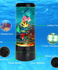 Jellyfish USB Night Light Mood Lamp With 7 Color Changing Modes Realistic Aquarium Scene shown with lifelike fish and controls.