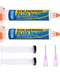 Two 10cc syringes of No Clean Rosin Soldering Flux Paste Pro Grade For Electronics Precision Soldering 2 Pack with needles.