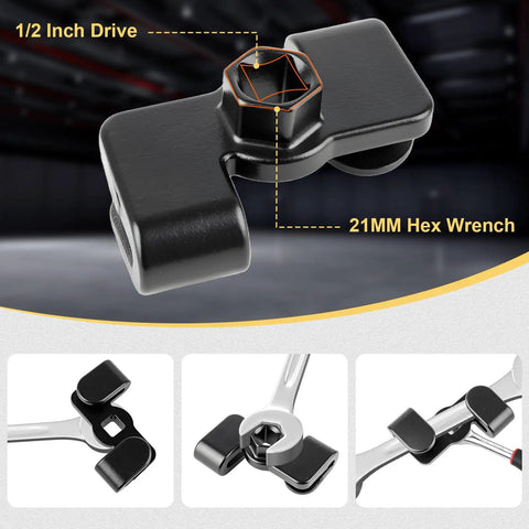 2 Piece Wrench Extender Tool Set with Slim 13.4 Inch Design for Easy Leverage and Quick Access, close-up of black adapter