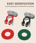 2 Pack Battery Terminal Clamps With Plated Top Terminals And Post Washers, red and black clamps with felt washers
