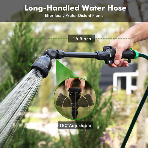 Heavy Duty Metal Hose Wand Sprayer For Garden Hose 16 Inch Zinc Alloy Watering Wand With Built To Last Bronze Finish TPU Coated Dial Easy Grip Tough As Nails Shock Resistant For Daily Yard Work And Reliable Watering, 16.5-inch adjustable hose wand