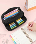 Massive Capacity Pencil Case With Dual Compartments And Zipper, Water-Resistant Nylon Office Pencil Bag Holds Up To 70 Pens Or Pencils