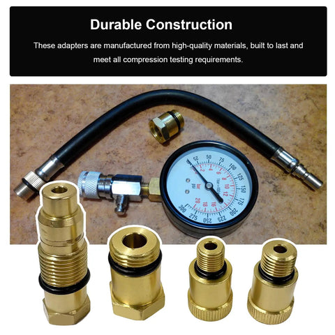 4 Pack Spark Plug Adapters For Compression Test Includes M10x1.0 M12x1.25 M16x1.5 M18x1.5 Thread Sizes With O Ring Seals