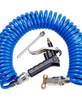 Heavy Duty Truck Air Duster Blow Gun Kit With 9 Meter Coil And 2 Interchangeable Nozzle Tips Blue For Cleaning Air Seats Dashboards And Tight Spots From Cab To Sleeper Fits OD 6mm Hose