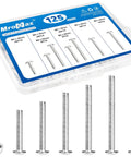 125Pcs Cabinet Screws And Drawer Knobs Kit With M4 Machine Screws Assortment, visible sizes M4x25 to M4x50mm, in packaging
