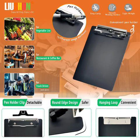 Compact Aluminum Clipboard For A6 Memos With Pen Holder And Steel Low Profile Clip Pocket Size Note Pad Tray Built Tough Brushed Aluminum Lightweight And Eco Friendly For On The Go with convenient pen holder.