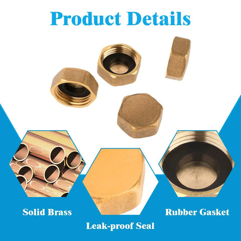 4 Pack Brass Plug Radiator Valve Caps One Half Inch Brass Blanking Nut Caps Plumbing Fittings For Washing Machines Radiator Valves Faucets And Taps With Rubber Hose Seals Included For Leak Free Replacement
