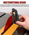 Person using Table Saw Height Gauge For Woodworking 0 To 2 Inches Precision Depth Gauge And Router Height Adjuster on saw blade