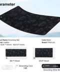 Universal Grounding Mat Kit With Wrist Strap For Sleep Boost, Pain Relief, Inflammation Reduction, And Balance, 23.6 By 13 Inch, 3D Contact Design shown with parameters and features info.