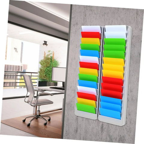Solid As A Rock Wall Mount Id Card Holder Rack Featuring 28 Spacious Openings Crafted From Bump Resistant Polymer Plastic for office use.