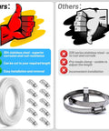 Comparison of Heavy Duty Adjustable Hose Clamp Kit 304 Stainless Steel Band 14.7 Ft Duct Strapping with 10 strong fasteners versus others.