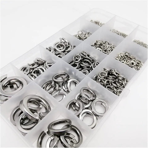 All In One Stainless Steel Spring Lock Washer Kit, 1035-Piece Assortment, 304 A2 Stainless, Sizes M1.6 M2 M2.5 M3 M3.5 M4 M5 M6, Elastic Gasket Set For Vibrations And Loosening, Great For Home, Auto, And Workshop Repairs in organizer box