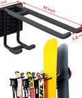 Heavy Duty Ski Wall Rack Storage System With Adjustable 32 Inch Rails Holds Up To 10 Pairs Of Skis, installed with skis and snowboards