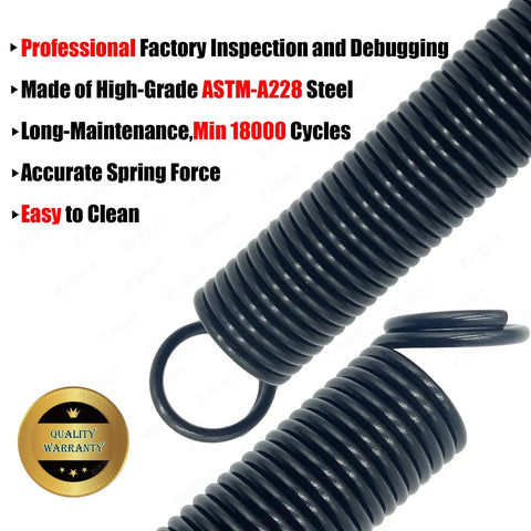 Heavy Duty 140 Lb Garage Door Extension Springs Set for 7 Foot Doors Black Electrocoated Coating Quality Warranty