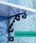 Built Like A Tank Wrought Iron Shelf Brackets Wall Mount Corner Support For Bookcases Kitchen Cabinets And Outdoor Storage on a blue wall.