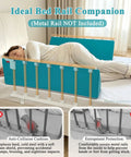 Bed Rail Foam Pads For Elderly Safety And Fall Protection on bed, anti-collision cushion, pine green, with person sleeping.