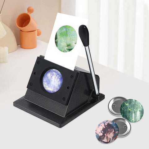 Two Size Round Button Punch Kit 58mm And 70mm for cards badges photo frames graphic die cutter with no burrs clean cut easy press