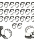 25 Pieces Stainless Steel Worm Drive Hose Clamps Kit, Adjustable 0.24 to 0.47 Inches displayed on white background