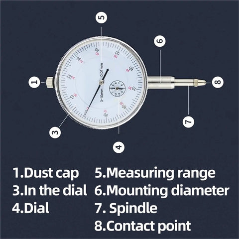 Dial Indicator Magnetic Holder With Bore Gauge And Magnetic Stand Base For Precision Micrometer Measurement Tools Includes Hour Type Indicator Comparator And 10mm Stand B, dial face and spindle