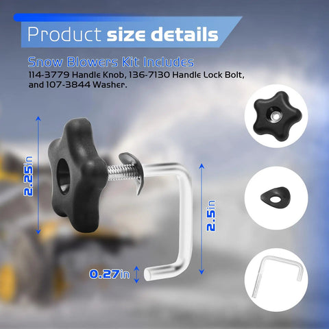 Replacement Snow Blower Handle Knob And Lock Bolt Screw Kit For 21 Inch Power Clear And 24 Inch SnowMaster Models with parts shown