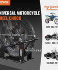Heavy Duty Motorcycle Wheel Chock With 1800 Lb Capacity Durable Steel Front Tire Bracket Three Adjustable Holes Fits 15 To 21 Inch Wheels Works With Off Road And Street Bikes