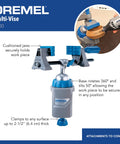 3 in 1 Multi Vise Attachment for Dremel Rotary Tool Stationary Vise with 360 Degree Rotation and Cushioned Jaws for DIY