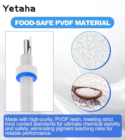 Solid 3 Piece Steam Probe Replacement Compatible With Breville Sage Dual Boiler And Oracle Espresso Machines featuring food-safe PVDF material for reliable performance.