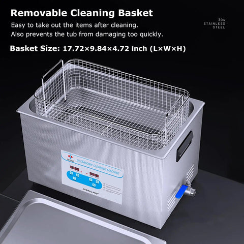 30L Ultrasonic Cleaner With 40kHz Heating, Digital Controls, And Heavy Duty Tank For Jewelry Cleaning And Carburetor Parts with removable basket
