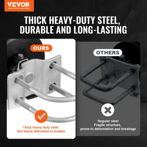 Comparison of Workhorse Sliding Gate Kit heavy-duty steel bracket vs thinner regular steel bracket, highlighting durability and strength.