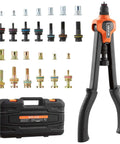 Heavy Duty Rivet Nut Tool Kit With 13 Mandrels And 130 Nuts For M3 To M12 Sae Sizes Plus Metric Fasteners A Solid All In One Set Perfect For Auto Repair, Metalworking Projects And DIY Fixes Under The Hood. kit with mandrels, nuts, and case