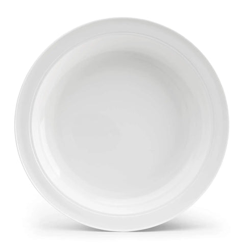 Top view of a white Spillproof Lip Plate For Adults With Inner Lip Guide No Mess Non Slip 9 Inch Plate For Independent Eating.