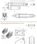 Technical diagram of Powerful 12V Linear Actuator With 12 Inch Stroke, 617 Lbs Load, 0.2 Inches Per Second Travel, IP67 Waterproof dimensions