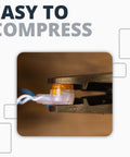 Presslok splice connector in orange/clear insulation being crimped in a crimp tool jaws