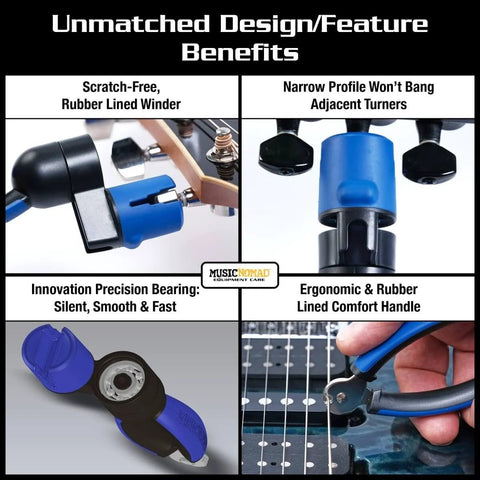All-In-One Guitar Winder, Cutter And Bridge Pin Puller For Acoustic, Electric And Bass Guitars, Scratch-Free Rubber Head