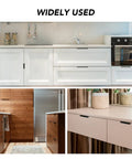 6 Pack Finger Edge Pulls For Cabinets 80mm Length Matte Black Concealed Cabinet Handles installed on kitchen drawers.