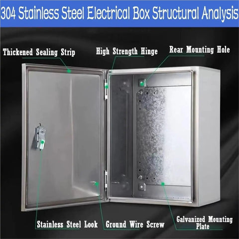 Stainless Steel Electrical Cabinet Box Enclosure for Wall Mount Heavy Duty Junction Chest for Utility and Pump Systems 14 by 12 by 8 Inches 1.2mm Thick Weather Resistant Project Box, open