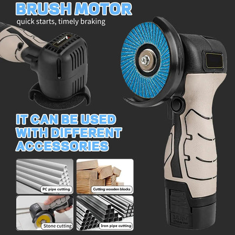 Cordless Brushless Angle Grinder Kit With Dual 16.8V 2000mAh Batteries Includes 20 Cutting Discs Do It All Portable Mini Electric Grinding Tool