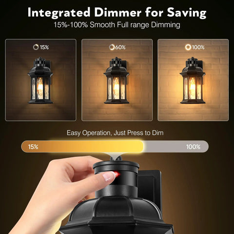Motion Sensor Outdoor Porch Lights Modern Black Exterior Wall Mount Sconces With Ripple Glass 100 Percent Aluminum Anti Rust Waterproof Design For Garage Entryway Dusk To Dawn Sensor Adjustable Brightness And Easy No Fuss One Button Control