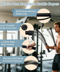 Man using Two Pack Cordless Ropeless Battle Ropes For HIIT And Cardio, Portable Full Body Workout Tool with Non Slip Spiral Handles