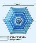 Super Lightweight Clip On Chair Parasol With Heavy Duty Universal Clamp UPF 50 Plus UV Protection Portable Cool Beach Shade, 36in hexagonal design.